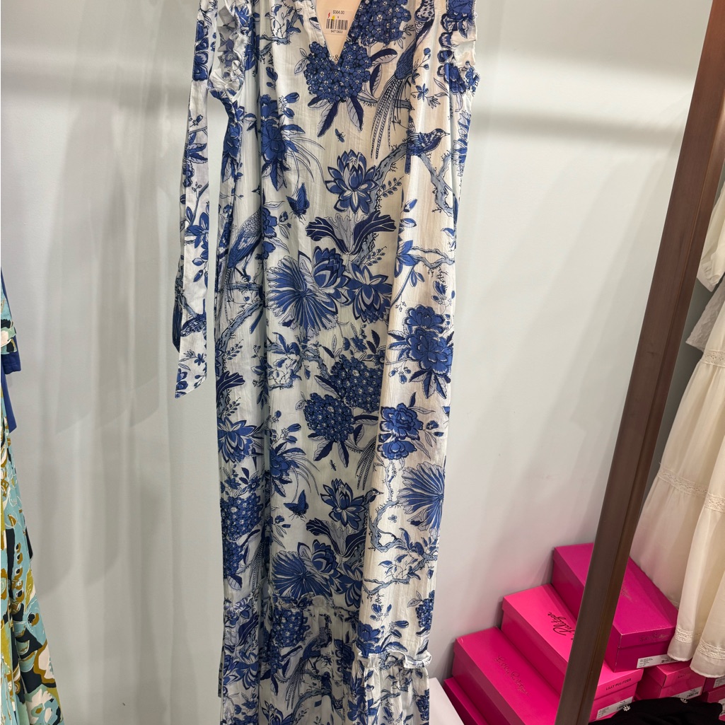 Floral Blue And White Maxi Dress
